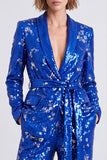 Sequins Royal Blue Shawl Lapel 2-piece Women Suits