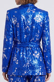 Sequins Royal Blue Shawl Lapel 2-piece Women Suits