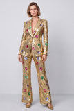 Gold Sequins Peak Lapel 2-piece Women Suits