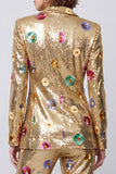 Gold Sequins Peak Lapel 2-piece Women Suits