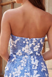 Strapless Bodycon Blue Sequins Homecoming Dress