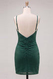 Beaded Dark Green Bodycon V-Neck Homecoming Dress