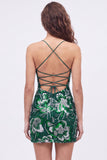 Sparkly Dark Green Spaghetti Straps Bodycon Mini Homecoming Dress