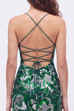 Sparkly Dark Green Spaghetti Straps Bodycon Mini Homecoming Dress
