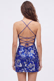 Sparkly Dark Green Spaghetti Straps Bodycon Mini Homecoming Dress