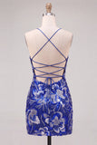 Sparkly Dark Green Spaghetti Straps Bodycon Mini Homecoming Dress