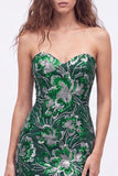 Strapless Floral Royal Blue Bodycon Mini Homecoming Dress