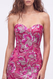 Strapless Floral Royal Blue Bodycon Mini Homecoming Dress