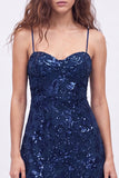 Sequins A Line Spaghetti Straps Burgundy Mini Homecoming Dress