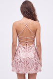 Sequins A Line Spaghetti Straps Burgundy Mini Homecoming Dress