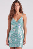 Sequins V-Neck Bodycon Red Mini Homecoming Dress