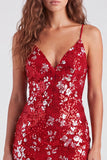 Sequins V-Neck Bodycon Red Mini Homecoming Dress