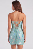 Strapless Sequins Bodycon Mint Green Mini Homecoming Dress