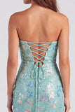 Strapless Sequins Bodycon Mint Green Mini Homecoming Dress