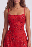 Sequins A Line Spaghetti Straps Orange Mini Homecoming Dress