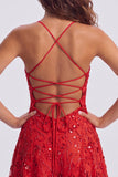 Sequins A Line Spaghetti Straps Orange Mini Homecoming Dress