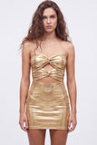 Strapless Metallic Bodycon Fuchsia Mini Homecoming Dress