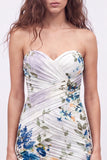 Strapless Floral Ivory Bodycon Mini Homecoming Dress