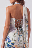 Floral One Shoulder Black Bodycon Chiffon Mini Homecoming Dress