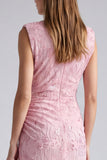 Sheath Pink High Neck Floral Wedding Guest Dress