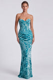 Pink Strapless Corset Floral Sheath Wedding Guest Dress
