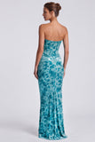 Pink Strapless Corset Floral Sheath Wedding Guest Dress