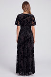 V-Neck Olive Floral A Line Mother of the Bride Dress