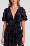V-Neck Olive Floral A Line Mother of the Bride Dress
