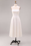 A Line Halter Midi White Dress