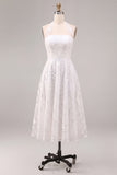 Lace Halter A Line Midi White Dress