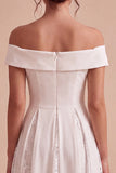 A Line Off The Shoulder Midi White Dress