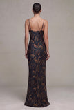 Mermaid Black Print Cowl Neck Maxi Formal Dress