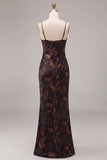 Mermaid Black Print Cowl Neck Maxi Formal Dress