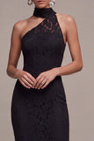 Mermaid Halter Black Lace Maxi Formal Dress