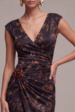 Mermaid V-Neck Black Floral Maxi Formal Dress
