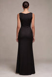 Mermaid Cowl Neck Black Maxi Formal Dress