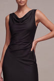 Mermaid Cowl Neck Black Maxi Formal Dress