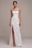 Sequins Strapless Lace A Line Black Maxi Formal Dress