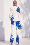 Floral 2 Piece Peak Lapel White Women Suits
