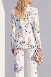 Peak Lapel White 2 Piece Printed Women Suits