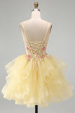 Corset A Line Yellow Sequined Homecoming Dress