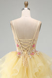 Corset A Line Yellow Sequined Homecoming Dress