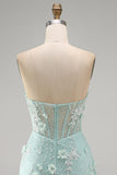 Corset Bodycon Strapless Mint Homecoming Dress