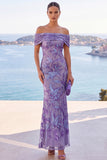 Off The Shoulder Green Sequin Mermaid Long Wedding Guest Dress
