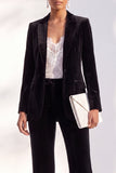 2 Piece Peak Lapel Velvet Black Women Suits