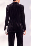 2 Piece Peak Lapel Velvet Black Women Suits