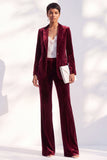2 Piece Peak Lapel Velvet Black Women Suits