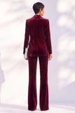 2 Piece Peak Lapel Velvet Black Women Suits