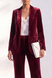 2 Piece Peak Lapel Velvet Black Women Suits