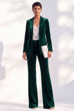 2 Piece Peak Lapel Velvet Black Women Suits